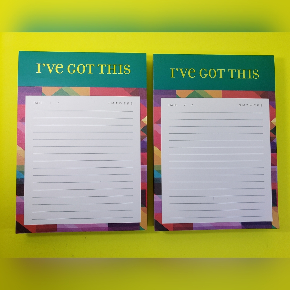 Two 'I've Got This' Colorful Notepads for Home Office School - Set of Two - New